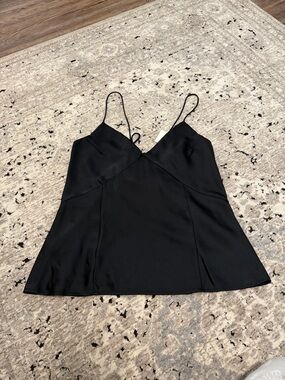 a new day Black Satin V-Neck Camisole with Spaghetti Straps